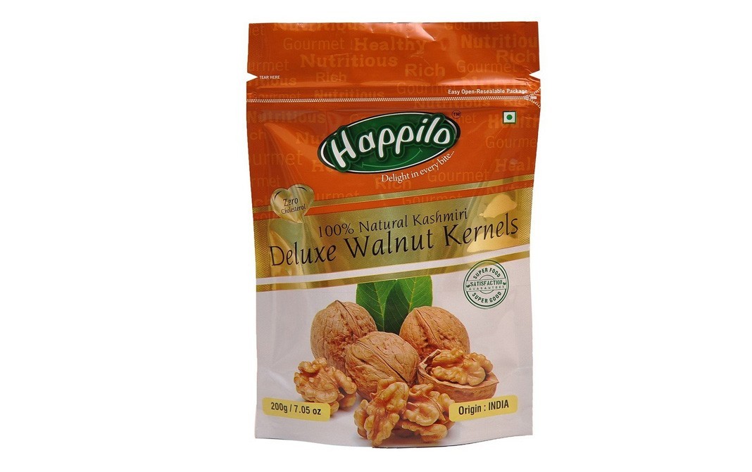 Happilo 100% Natural Kashmiri Deluxe Walnut Kernels   Pack  200 grams